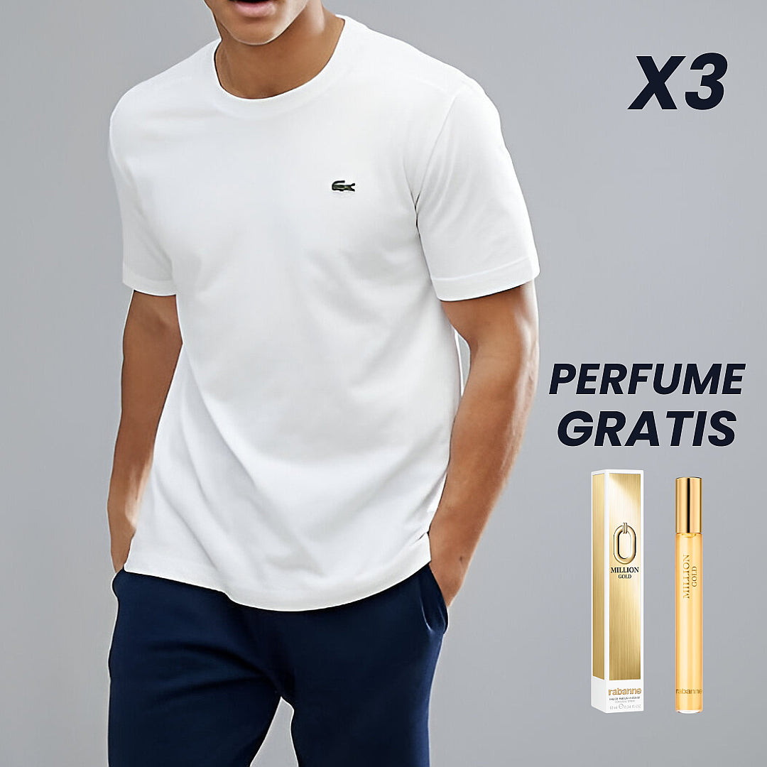 3x1 REMERAS LACOSTE + PERFUME GRATIS